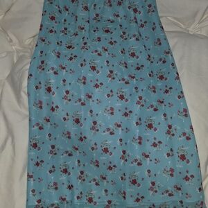 Vintage Midi Skirt in Blue and Red